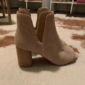 Joes, tan peep-toe booties